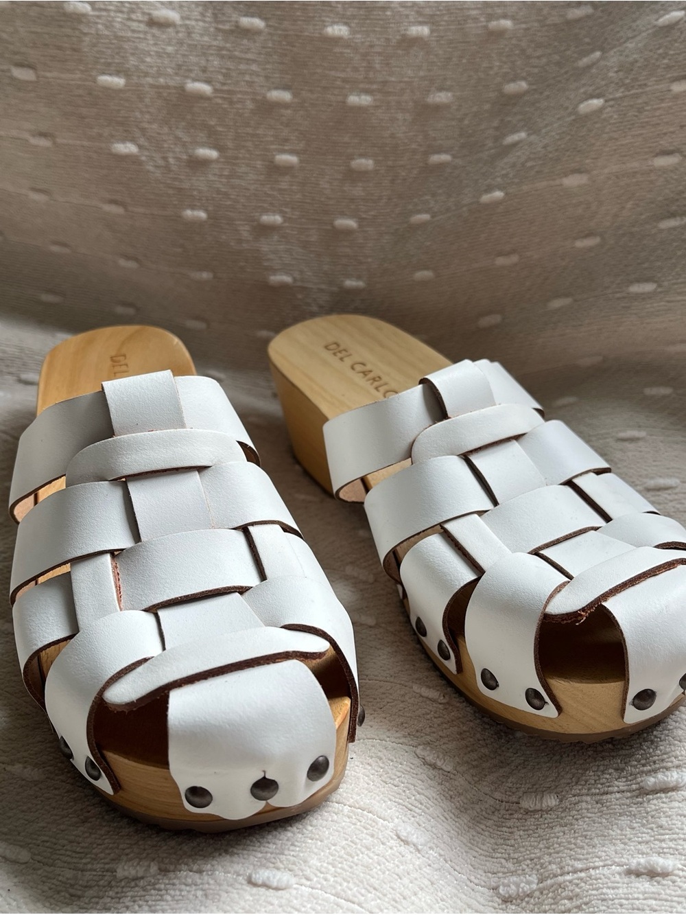 WORN ONCE Woven Leather Clogs